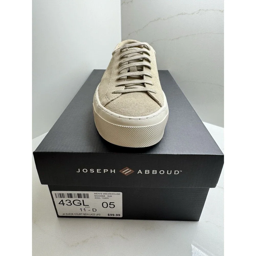 Joseph Abboud Men's Beige Suede Lace-Up Sneakers US 11 D (M33056B)